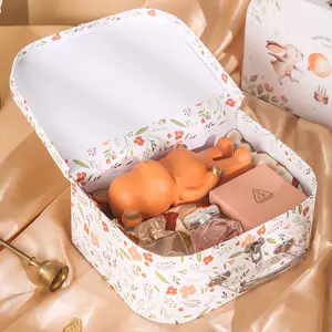 Lembranças personalizadas Baby Born Shower Paper Papelão Suitcase Mini Gift Set Embalagem Caixas Para Crianças Recém-nascidos