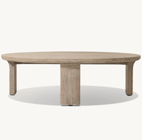 Meubles en teck faits à la main au design moderne, table basse ronde d'extérieur, table ronde en bois massif