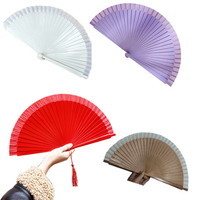 Abanico de madera decorativo pintado con spray, regalo DIY para damas de honor de boda, abanico trenzado para mujer, abanico de baile fácil de abrir para venta al por mayor