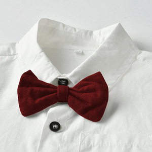 2025 été Graduation costume deux pièces pour garçons <span class=keywords><strong>chemise</strong></span> formelle blanc pur avec nœud <span class=keywords><strong>papillon</strong></span> et short à bretelles vêtements pour enfants - Product Image 5