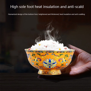 Style chinois 80 pièces ustensiles de cuisine or émail série vaisselle ensemble os porcelaine bols et assiettes porcelaine dîner ensemble - Product Image 4