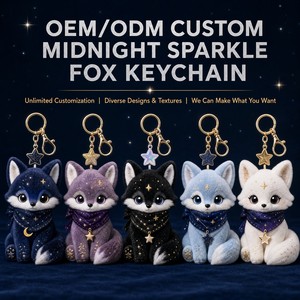 Porte-clés Mascotte Peluche <span class=keywords><strong>Renard</strong></span> Scintillant Personnalisé Noël/Vie Nocturne, Vente en Gros, Cadeau du Nouvel An, Logo Personnalisé, Jouet Doux, OEM ODM - Product Image 2