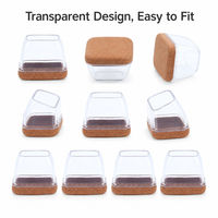 Protège-pieds carrés en silicone transparent pour chaises de salle de réunion, antidérapants et silencieux