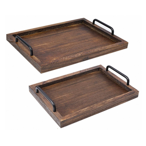 Bộ 2 Bữa Ăn Sáng Tùy Chỉnh Thực Phẩm Gỗ Phục Vụ Khay Lưu Trữ Món Tráng Miệng Phục Vụ Hiển Thị Khay Cho Phòng Ăn - Product Image 1