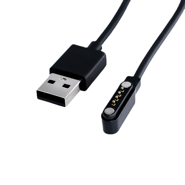Universal 4-Pin 7.62mm Magnetic Suction Fast Charging Smart Watch USB Charging Cable PVC