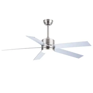 HOFZHI Model 3711 LED ceiling fan 52 inch 132cm brush nickel with wood silver blade