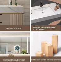 Mueble de Baño Flotante Moderno con Doble Lavabo y Espejo LED Inteligente, Encimera de Piedra Sinterizada para Hotel o Villa, Venta al Por Mayor