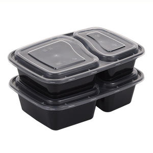 competitive price custom plastic 2 compartment black food storage container for food delivery