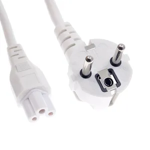 EU Europea Power Cord Schuko CEE 2 prong to IEC C5 Cloverleaf Power Supply Lead Cable for Notebook Laptop AC Adapters 1M