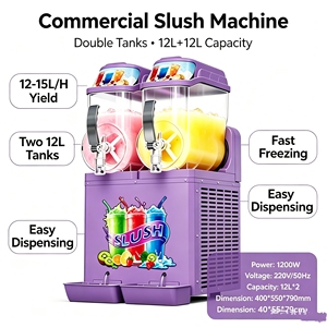Machine à slush professionnelle à <span class=keywords><strong>double</strong></span> réservoir en acier inoxydable, grande capacité, 220V, <span class=keywords><strong>prix</strong></span> usine, certifiée CE, garantie <span class=keywords><strong>1</strong></span> an - Product Image 6