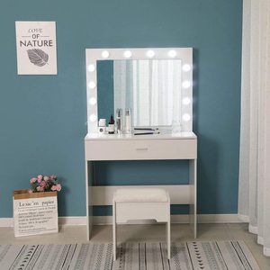 ركن الفتيات تسريحة حديثة لغرفة النوم و كرسي البراز الأبيض مضمد - Product Image 5