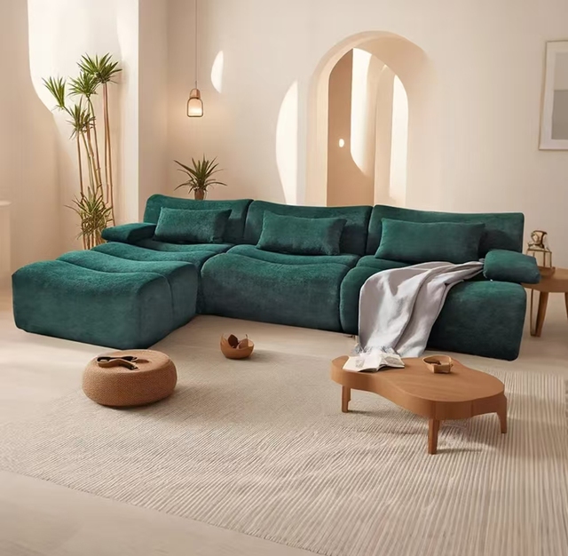 Easy Assembly Vacuum Compressed Sectional Sofa Set Durable Fabric Couch in a Box Space Saving Modular Living Room Sofa