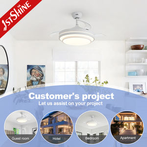 1stshine LED Ventilador de techo 3 PC Aspas Acabado en blanco Ventilador de Techo Retráctil inteligente con luz LED - Product Image 5