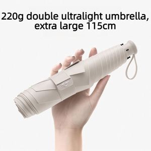 Parapluie pliant ultra-léger noir de 25 pouces (115 cm) avec logo personnalisé, protection UPF50, grand dôme, idéal pour les voyages et les cadeaux (vente en gros) - Product Image 2