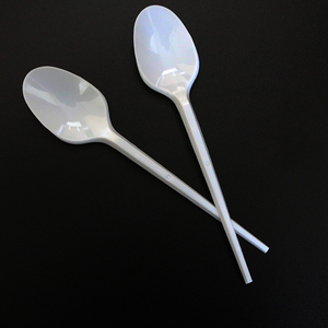 Disposable wrapped plastic spoon PS 2g white