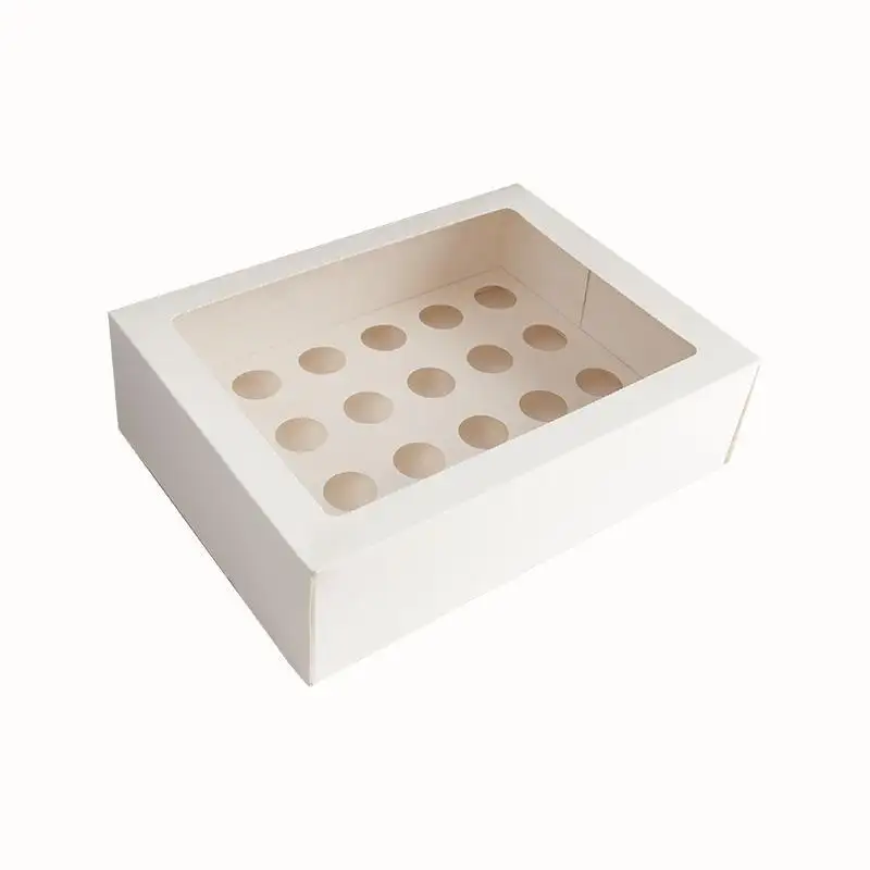 Wholesale Paper window bakery individual mini cupcake package box Foldable Cardboard Paper Window Clear 12 24 Hole Muffin Boxes