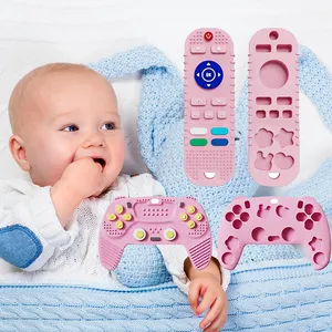 Silikon bebek diş çıkarma oyuncak bebekler için 6-12 ay uzaktan kumanda şekli bebek çiğnemek oyuncaklar