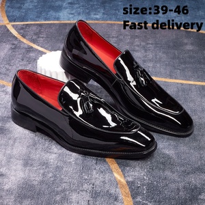 Livraison rapide, mocassins en cuir verni, en cuir de vache, à franges, pour hommes, chaussures en cuir à semelle <span class=keywords><strong>rouge</strong></span>, en stock - Product Image 1