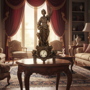 Horloge de table/pendule mécanique antique figurative allégorique, représentant la déesse romaine de l'agriculture Cérès, à poser sur un cheminée - Product Image 3