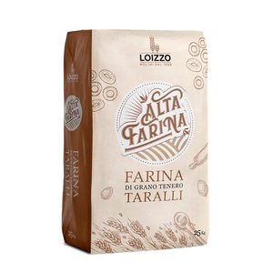 Harina de Trigo Blando Multiusos Hecha en Italia, Procesada para Taralli, 25 kg en Bolsa de Papel, para Productos Apulianos - Product Image 1