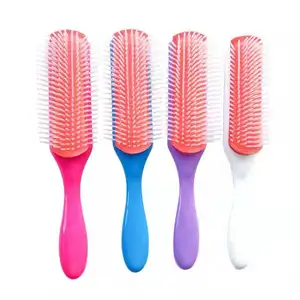 Masterlee 9 row hair Styling Brush smooth Detangle Hair Massage Comb Styling Brush Salon Curly Nylon Small Curved Hair Brush