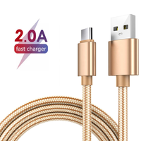 Cable de Datos Micro-USB Tipo-C de Cobre Puro, Trenzado, Resistente, de Carga Rápida 2A, de Alta Calidad, 1m 2m, para Teléfono Móvil, Venta al Por Mayor