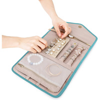 Étui de rangement pour bijoux de voyage, pour boucles d'oreilles, bagues, colliers, organisateur de bijoux portable suspendu