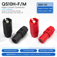 Connecteur mâle/femelle anti-étincelles à courant élevé QS10H 210A 500V PA66 UL94 V0, prise de batterie en cuivre nickelé pour vélo électrique
