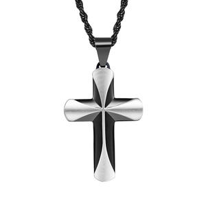 Diseñador de lujo mano Cruz cristiana deslustre libre impermeable Acero inoxidable moda joyería colgante collares para hombres hombre - Product Image 5