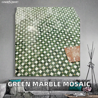 Mosaïque de parquet en jet d'eau à motif floral, 10 mm d'épaisseur, marbre blanc et vert moderne pour les murs et les sols de la cuisine, de la salle de bain, de la piscine et de l'hôtel