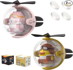 2 件装飞行员汽车空气清新剂，可爱小鸭汽车出风口夹式空气清新剂汽车出风口风扇扩香器 - Product Image 1