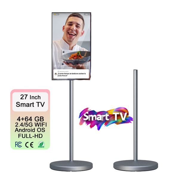 Factory Supply 27 Inch Portable Smart TV Battery Android 13 LED Display Movable LCD Touch Screen FHD Built-in Speaker Wi-Fi