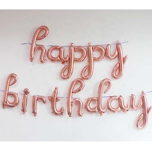 Set di Palloncini in Alluminio Dorato con Lettere Minuscole 'Happy Birthday' da <span class=keywords><strong>16</strong></span> Pollici per Decorazioni di Compleanno - Product Image 1