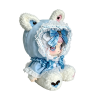 Prêt à être expédié maintenant : Peluche Ours Lolita Mengqi Bleu & Blanc, Adorable Poupée en Peluche avec Nœud et Dentelle pour Collectionneurs