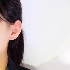 Xinfly Fine Pierce Jewelry Y2k 18k Real Gold Screw <b>Back</b> Cross Pave Diamond Stud <b>Earrings</b> - Product Image 5