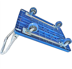 Chariot à plateforme pliable en plastique bleu pour entrepôt ménager, 4 roues, 650*1100mm, chariot à main, 500kg - Product Image 5
