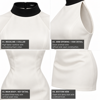 Robe mini pour femme Anjie, col halter contrastant, sans manches, moulante, fabrication sur mesure OEM ODM, marque privée