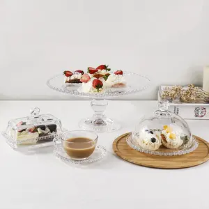 Weddings Parties Banquets Table Decoration Restaurant Glassware Glass Cups Wedding Charger Plate Glass With Heart Beaded Rim