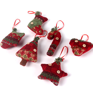 Cloth Christmas <b>Candy</b> <b>Cane</b> Gift Ornaments Decorations Home Window Display Accents Christmas Tree Pendants Small Stockings Plaid - Product Image 1
