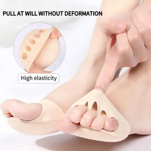 ผู้หญิงครึ่งขนาดผ้าฝ้ายสบาย Insoles ห้าหลุมแยก Toe หนาด้านหน้าเท้า Anti-SLIP Anti-ขัดถูรองเท้าส้นสูง