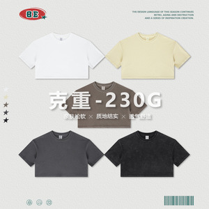 <span class=keywords><strong>2023</strong></span> Offre Spéciale pas cher Sexy surdimensionné à manches courtes T-shirts pour jeunes filles couleur unie 100% coton blanc Vintage haut court chemises - Product Image 6