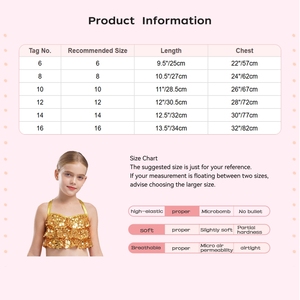Débardeur court à volants pour filles de 6 à 16 ans, style danse de salon, camisole métallique, costume de danse jazz, pour compétition de cheerleading et performance scénique - Product Image 6
