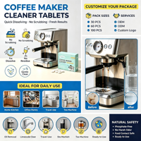 Tablettes de nettoyage pour cafetière, formule effervescente premium, éliminent l'accumulation d'huile de café, préviennent la modification du goût de la infusion.