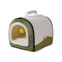 Maisonnette pliable et portable pour animaux de compagnie, style tente, lit pour chien et chat, tunnel convertible, fourrure de lapin, doux, respirant, apaisant, quatre saisons