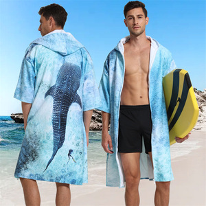 Cape à capuche zippée pour adulte en microfibre synthétique 220 g/m² – Peignoir de bain et de plage - Product Image 4