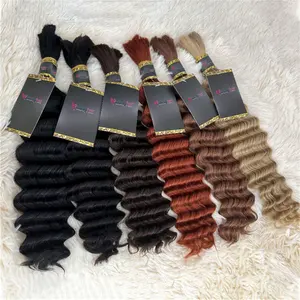 Wholesale raw unprocessed virgin Indian Remy human braiding hair bulk no weft deep wave Human Hair Extensions