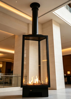 Cheminée murale au gaz - Design moderne en acier pour hôtels et villas, décoration intérieure confortable avec garantie de 5 ans