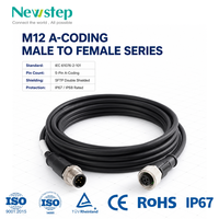 Cable Industrial M12 con Codificación A de 5 Pines Macho a Hembra, Cable de Sensor Circular SFTP con Doble Blindaje IP67 IP68 a Prueba de Agua