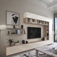 Meuble TV et table basse avec dessus en marbre au design moderne doré pour le salon