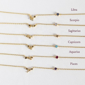JCA plaqué or 12 Constellations zodiaque <span class=keywords><strong>astrologie</strong></span> Horoscope étoile collier pour femmes filles - Product Image 1